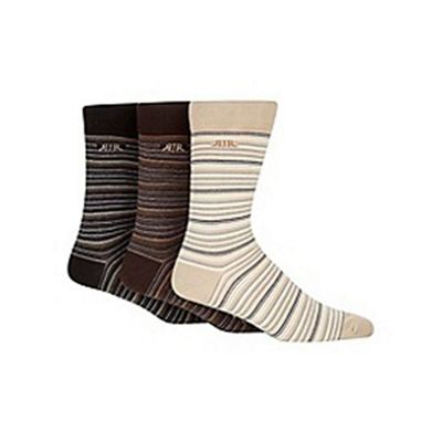 Designer pack of three black striped socks